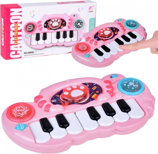 Tastiera interattiva per bambini a forma di gattino con luci e melodie