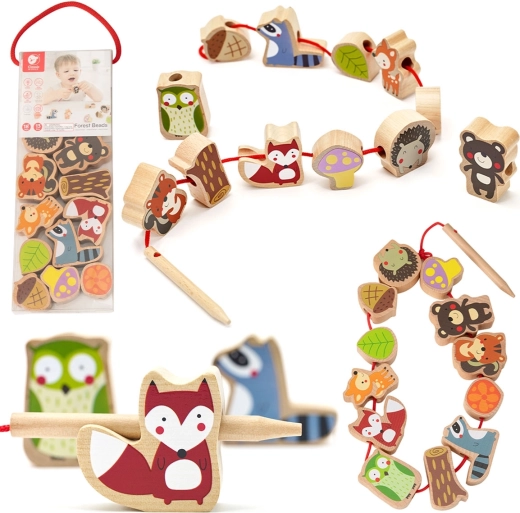 Wooden Lacing Forest Animals, 13 pcs – Classic World