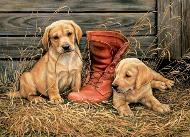 EuroGraphics puzzle Puppies with an Old Shoe 1000 pieces