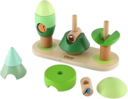Arbres empilables en bois Little Forest Classic World, 16 pièces