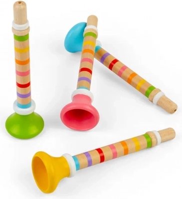 Dětská dřevěná trumpetka Bigjigs Toys – barevná