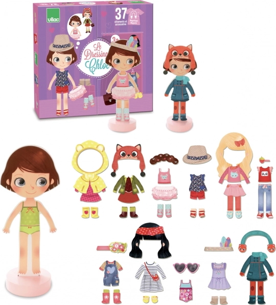 Magnetische houten aankleedpop Chloe