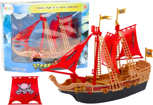 Pirate ship with lights and sounds on wheels – black
