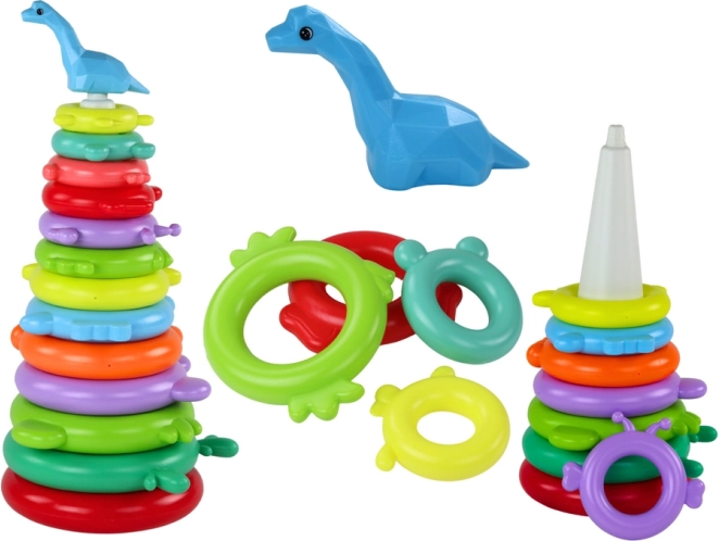 Colorful Stackable Giraffe Pyramid – 13 Rings