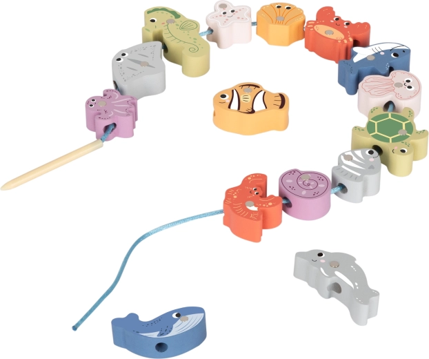 Lacing ocean shapes for fine motor skills