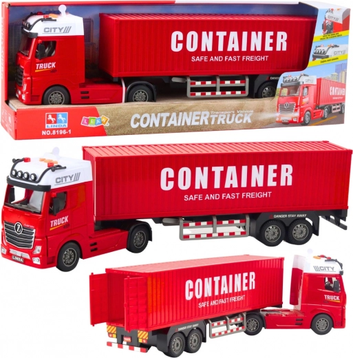 Red truck with container and sounds