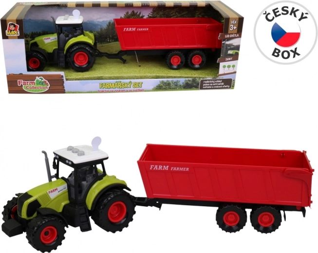 Traktor s prívesom so svetlom a zvukom