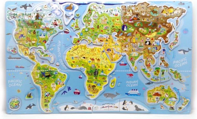 Magnetic Puzzle World Map - Pictures and Game 2-in-1