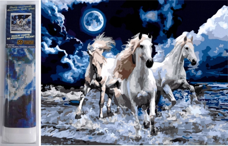 Creative Diamond Painting Kit White Stallions 30x40cm
