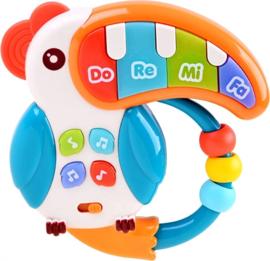 Glowing beak and cheerful sounds