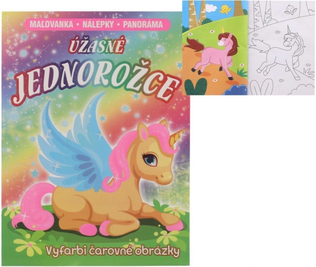 Coloriages et autocollants panorama Licornes incroyables