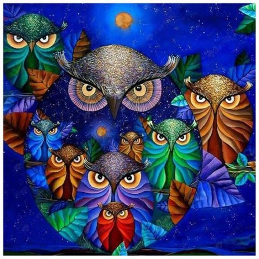 7D Diamond Painting – Owls in the Night Sky 30 × 40 cm