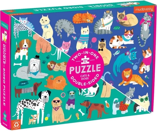Double-Sided Puzzle Dogs and Cats 100 Pieces MUDPuppy
