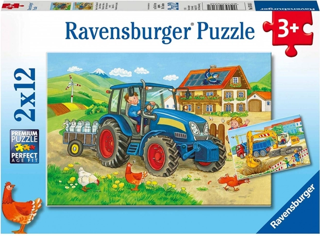 2x12 Piece Puzzle Construction Site and Farm Area