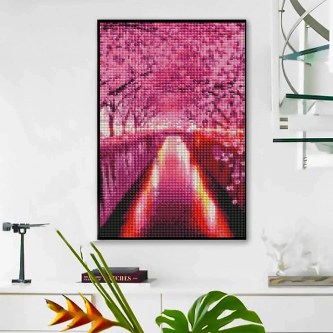 Diamantové malování – sakurová alej 30 × 40 cm