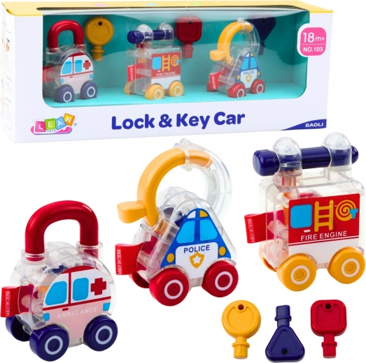 Educational Set of Cars with Keys Police, Firefighters, Ambulance