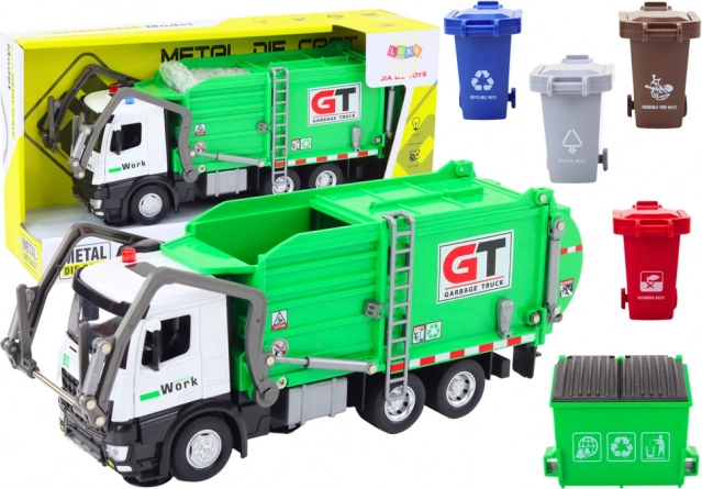 Green Multifunctional Metal Garbage Truck with Friction Drive