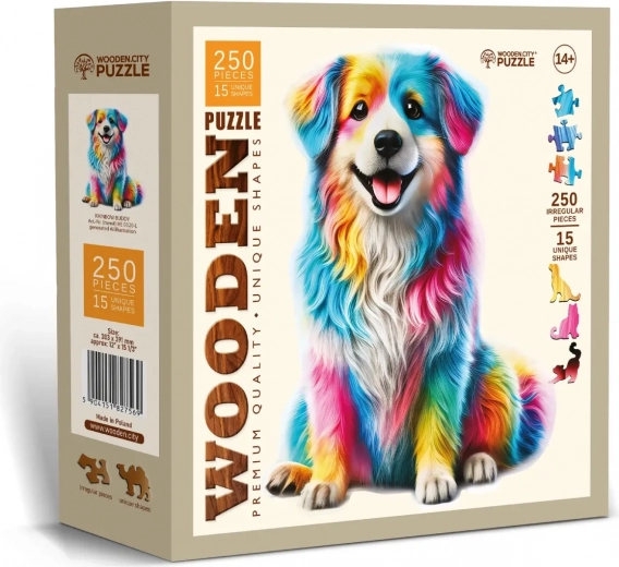Wooden Puzzle Rainbow Dog 250 Pieces