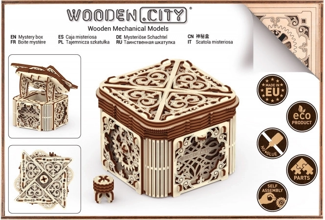 Houten mechanische puzzel Geheimzinnige Doos