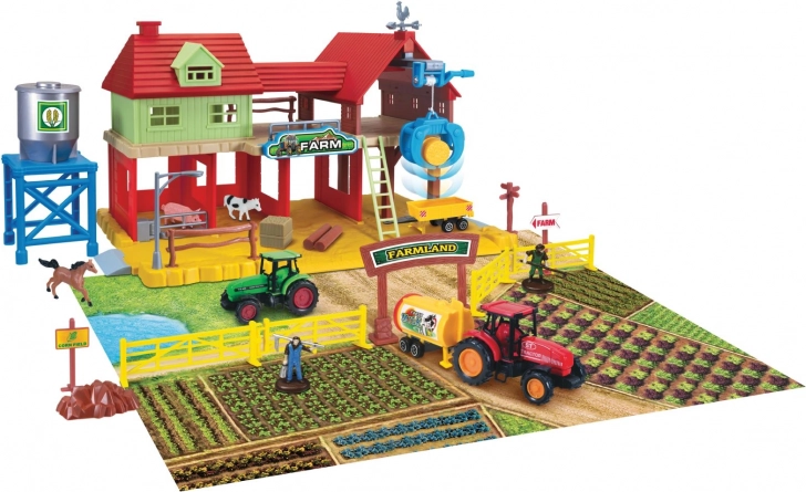 Farma set – dětská farma s traktory, budovou a zvířátky