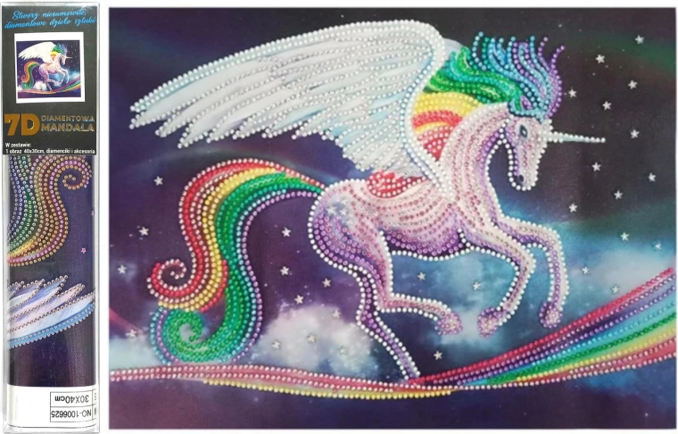 7D Diamond Painting – Rainbow Unicorn 30 × 40 cm