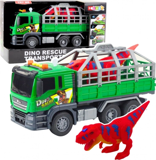 Dinosaur Transport Truck with Lights and Sounds 1:10 – Green
