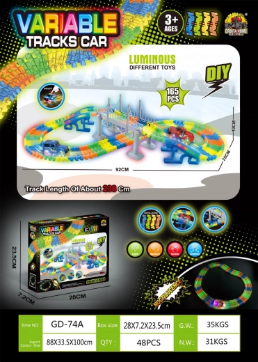 Závodná svietiaca autodráha VARIABLE, 165 dielov
