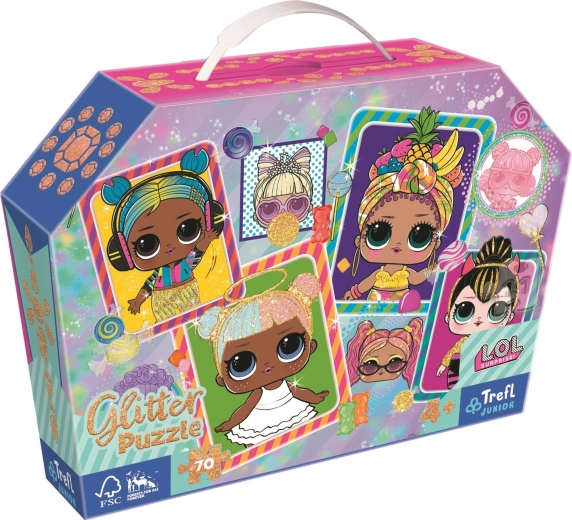 Glittery 70 Piece Puzzle in a Case Colorful L.O.L Dolls