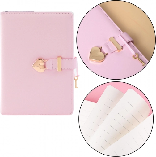 Heart-shaped Pink Lock Journal with Key