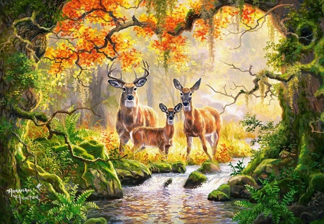 Puzzle 1000 pieces CASTORLAND Royal Family – roe deer and stags in the forest