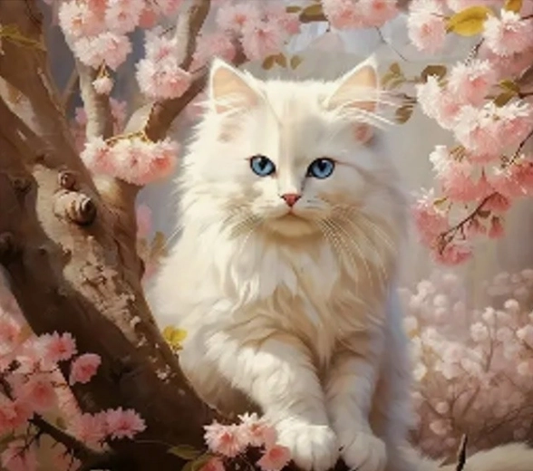 Diamantmosaik – Katze in Blumen