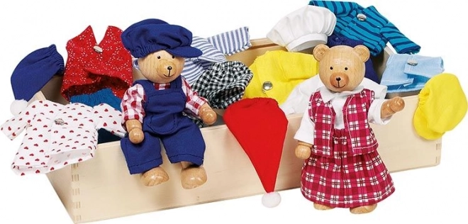 Dress-up Bears in a Wooden Box