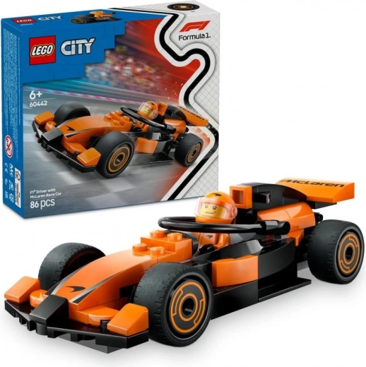 LEGO City McLaren F1 race car with driver