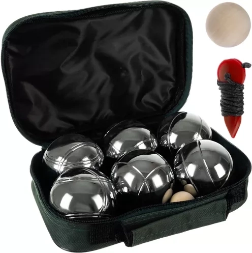 Pétanque-sæt – 6 metalkugler med etui