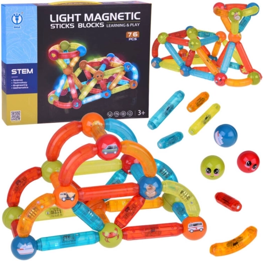 Colorful Magnetic Building Set Jokomisiada with LED Lighting
