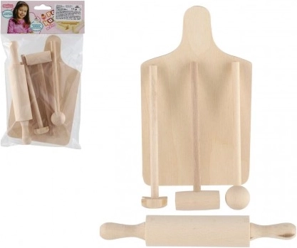 Houten set keukengerei voor kinderen 20 cm