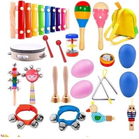 Wooden musical set for children with backpack, 22 pcs