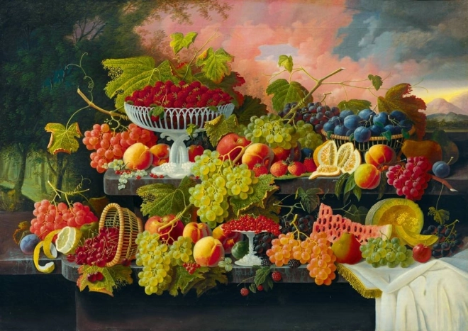 Puzzle Still Life with Fruit and Sunset
