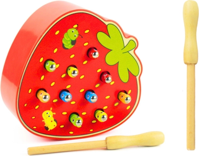 Houten spel voor wormen vangen - Rode aardbei