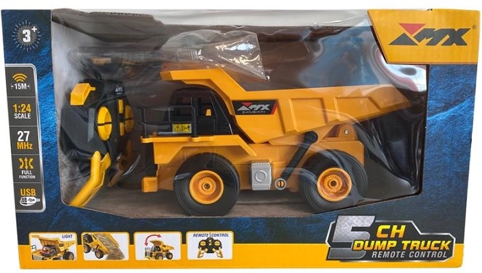 RC dump truck with remote control and light effects