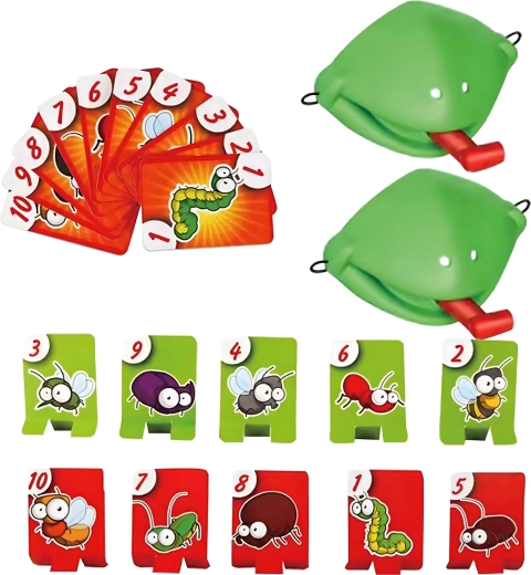 Colorful cards and tokens with bugs