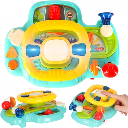 Interactive kids’ steering wheel with music and sounds, blue