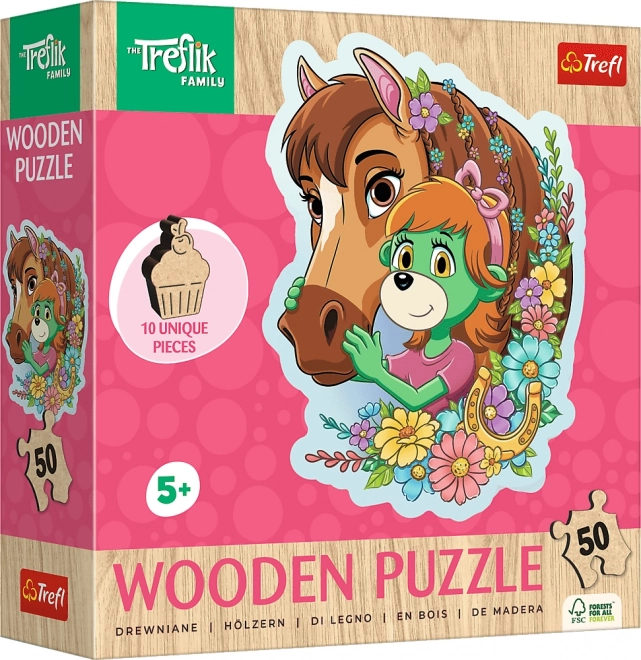 Wooden contour puzzle TREFLICI – Happy Family, 50 pieces