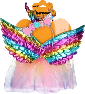 Set de carnaval licorne avec ailes et jupe