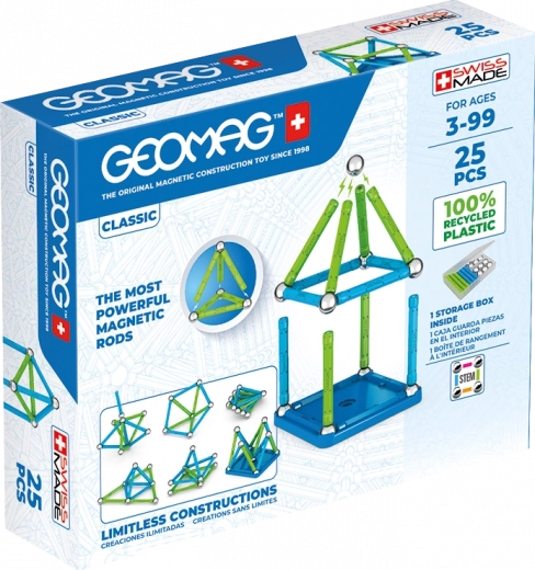 GEOMAG Classic Recycled Magnetic Building Set – 25 pieces