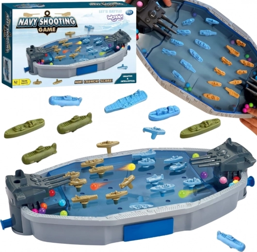 WOOPIE Naval Battle 3D – tabletop skill game with a marble launcher