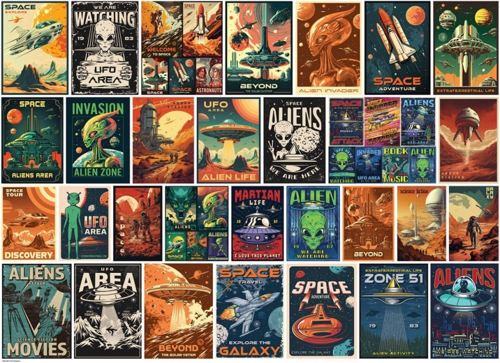 EUROGRAPHICS Puzzle Vintage Posters: Aliens 1000 Pieces