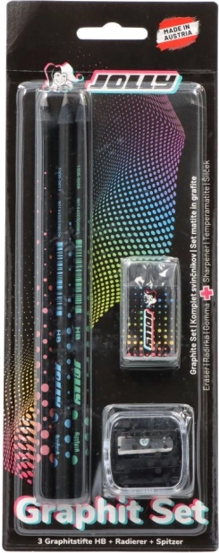 Set of Pencils, Eraser, and Sharpener 3 in 1 Jolly Next Gen