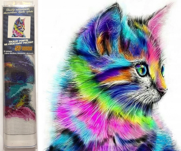 Diamantmalerei Regenbogenkätzchen 30 × 40 cm