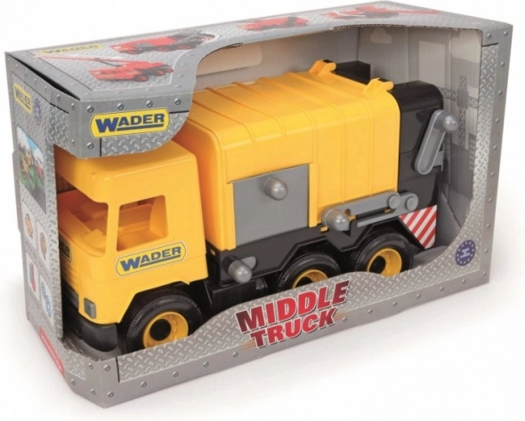 Yellow garbage truck Wader Middle Truck, 42 cm, in a box
